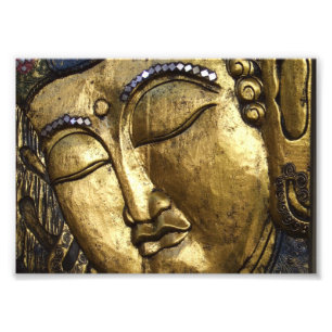 Golden Buddha, Ögon Closed, Praying Mediting Fototryck