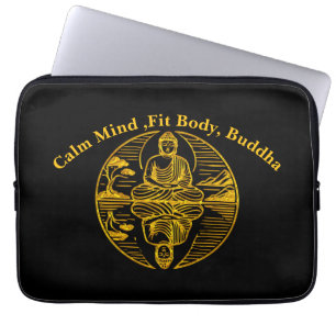 Golden Buddha reflekterar i Serene Vatten Laptop Fodral