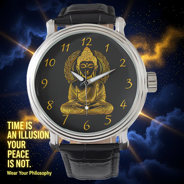 Golden Buddha-skulptur i Serene Meditation Pose Armbandsur (Skapare uppladdad)