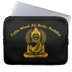 Golden Buddha-skulptur i Serene Meditation Pose Laptop Fodral