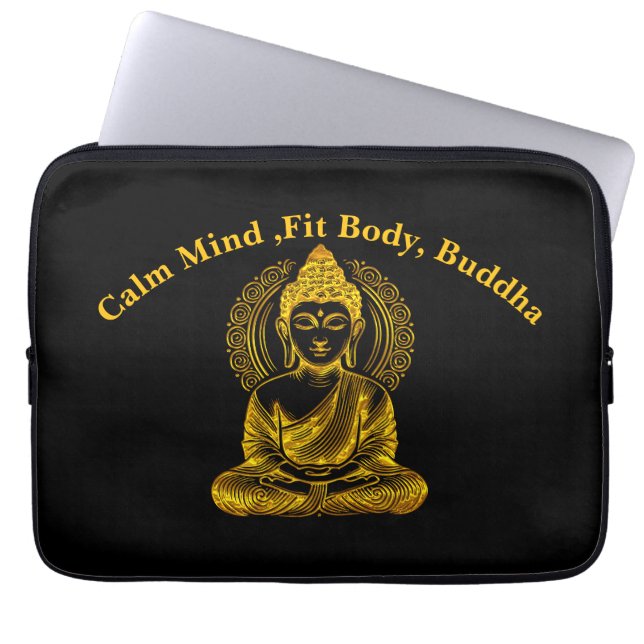 Golden Buddha-skulptur i Serene Meditation Pose Laptop Fodral (Framsidan)