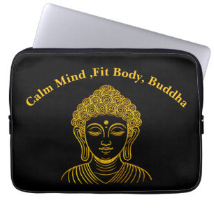 Golden Buddha Statue in Lugn Setting Laptop Fodral