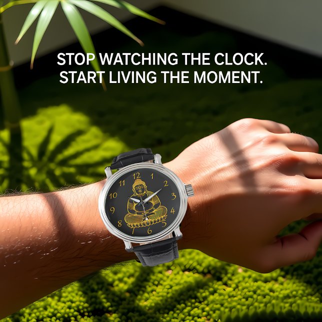 Golden Buddha Statue Meditating in Peacnice Pose Armbandsur (Skapare uppladdad)