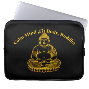 Golden Buddha Statue Meditating in Peacnice Pose Laptop Fodral