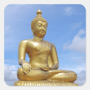 Golden Buddha-staty Fyrkantigt Klistermärke