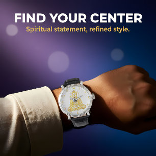 Golden Buddha-staty i Meditation Armbandsur