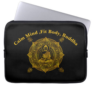 Golden Buddha Surroavrundat av Intricate Mönster Laptop Fodral
