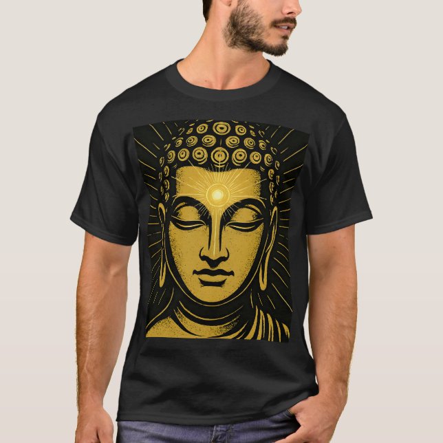 Golden Buddha Tredje Öga T-Shirt | Andlig Awaken (Framsida)