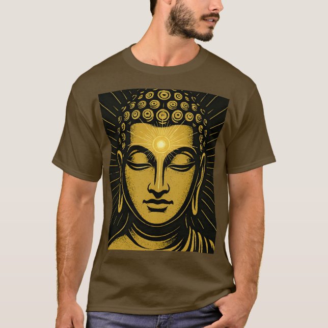 Golden Buddha Tredje Öga T-Shirt | Andlig Awaken (Framsida)