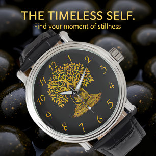 Golden Buddha under Träd i fredliga meditationer Armbandsur
