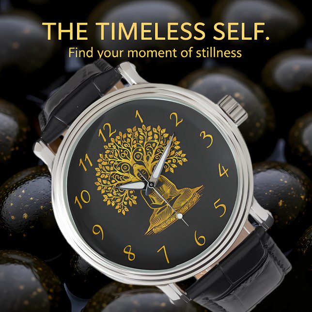 Golden Buddha under Träd i fredliga meditationer Armbandsur (Skapare uppladdad)