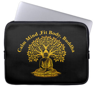 Golden Buddha under Träd i fredliga meditationer Laptop Fodral