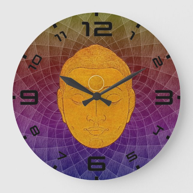 Golden Buddha Zen Mandala Wall Clock Stor Klocka (Framsida)