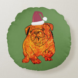 Golden Bulldog New Year Round cushion Rund Kudde