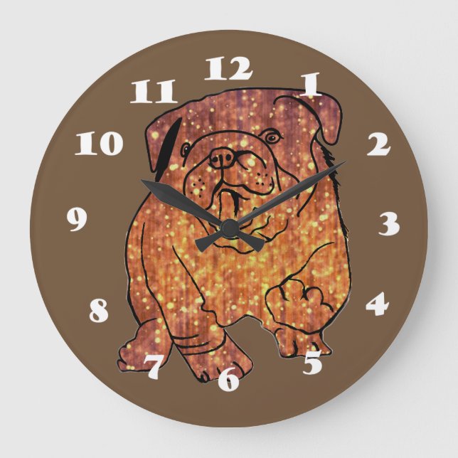 Golden Bulldog Round (stor) Wall Clock Stor Klocka (Framsida)