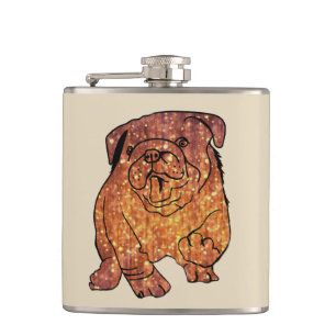 Golden Bulldog Vinyl Wrapped Flask Fickplunta