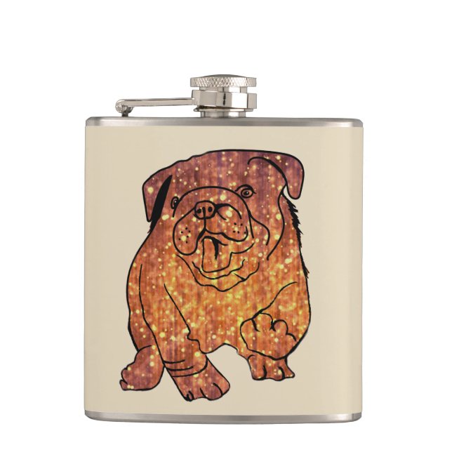 Golden Bulldog Vinyl Wrapped Flask Fickplunta (Framsidan)