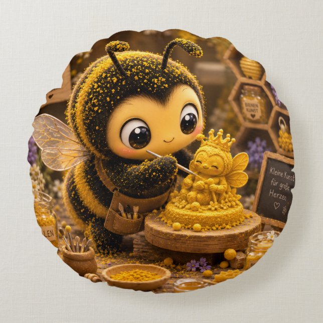 Golden Bumblebee in Bloom Dance.11 Rund Kudde (Framsidan)
