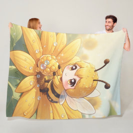 Golden Bumblebee in Bloom Dance.1 Fleecefilt