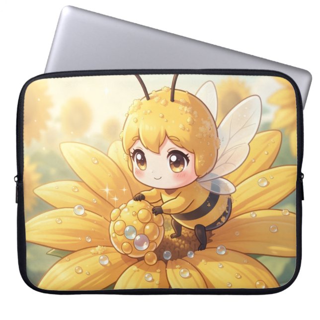 Golden Bumblebee in Bloom Dance.1 Laptop Fodral (Framsidan)