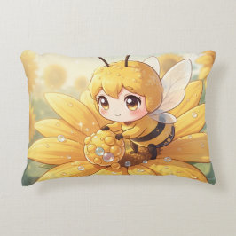 Golden Bumblebee in Bloom Dance.1 Prydnadskudde
