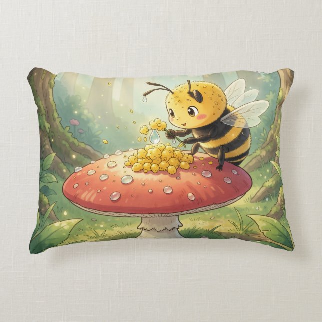 Golden Bumblebee in Bloom Dance.2 Prydnadskudde (Framsidan)