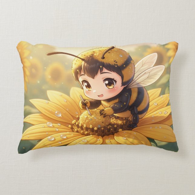 Golden Bumblebee in Bloom Dance.3 Prydnadskudde (Framsidan)
