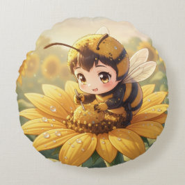 Golden Bumblebee in Bloom Dance.3 Rund Kudde
