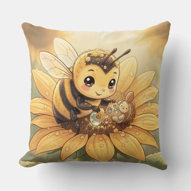 Golden Bumblebee in Bloom Dance.4 Kudde (Framsida)