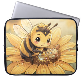 Golden Bumblebee in Bloom Dance.4 Laptop Fodral