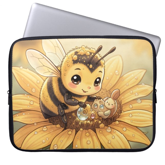 Golden Bumblebee in Bloom Dance.4 Laptop Fodral (Framsidan)