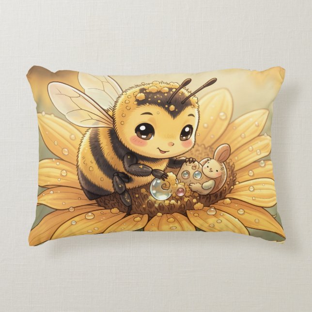 Golden Bumblebee in Bloom Dance.4 Prydnadskudde (Framsidan)