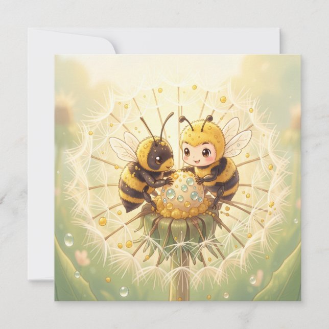 Golden Bumblebee in Bloom Dance.5 Julkort (Framsida)