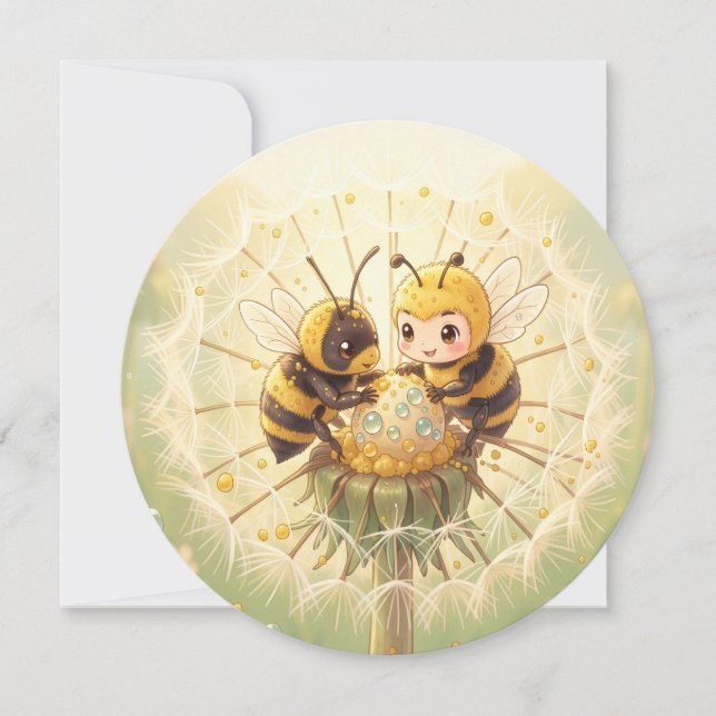Golden Bumblebee in Bloom Dance.5 Julkort (Framsida)