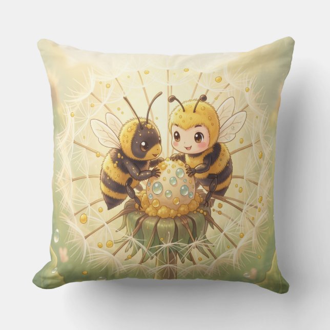 Golden Bumblebee in Bloom Dance.5 Kudde (Framsida)