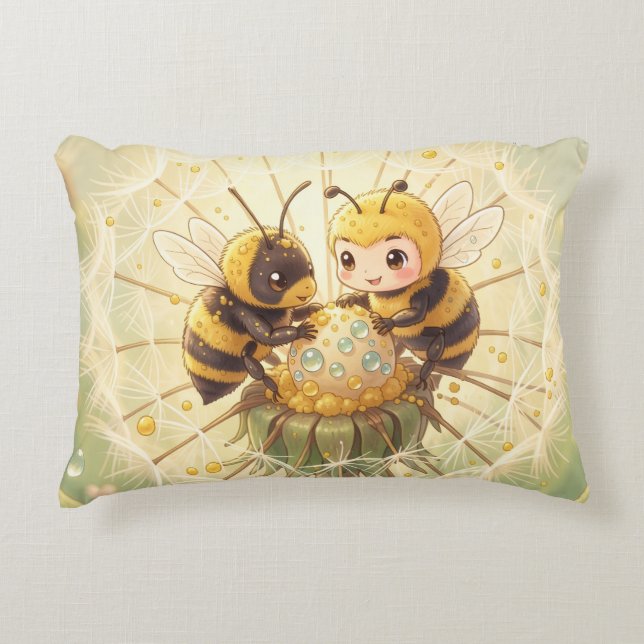 Golden Bumblebee in Bloom Dance.5 Prydnadskudde (Framsidan)