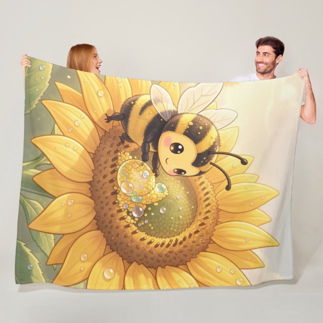 Golden Bumblebee in Bloom Dance.6 Fleecefilt (På plats)