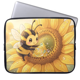Golden Bumblebee in Bloom Dance.6 Laptop Fodral