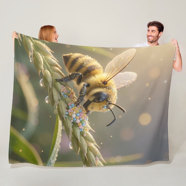 Golden Bumblebee in Bloom Dance.7 Fleecefilt (På plats)