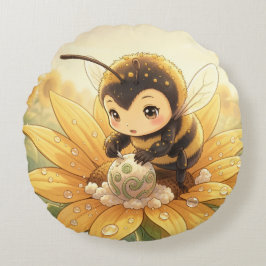 Golden Bumblebee in Bloom Dance.8 Rund Kudde