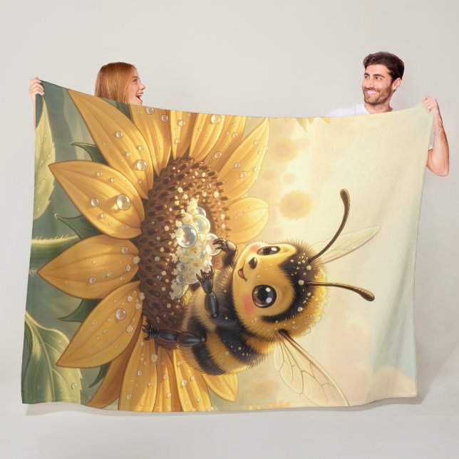 Golden Bumblebee in Bloom Dance.9 Fleecefilt (På plats)