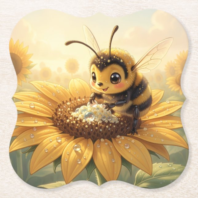 Golden Bumblebee in Bloom Dance.9 Underlägg Papper (Framsida)