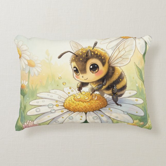 Golden Bumblebee in Bloom Dance Prydnadskudde (Framsidan)