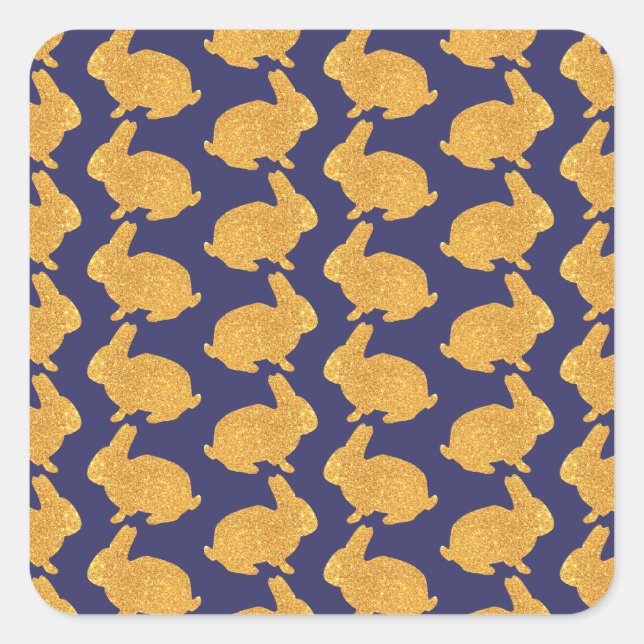 Golden Bunnies Fyrkantigt Klistermärke (Framsida)