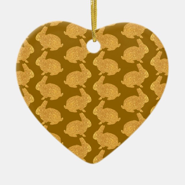 Golden Bunnies Julgransprydnad Keramik (Framsidan)