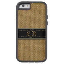 Golden Burlap iPhone 6 Anpassningsbar Monogram Fod