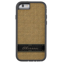 Golden Burlap iPhone 6 Anpassningsbar Monogram Fod