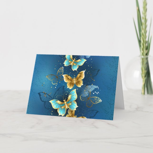 Golden butterflies anteckningskort (Framsida)