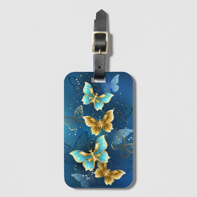 Golden butterflies bagagebricka (Framsida vertikal)