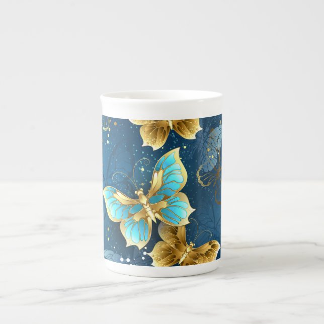 Golden butterflies benporslin mugg (Framsidan)